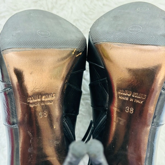 Mui Mui Black Leather Platform Ankle Heels Boots size EU 38 US 7-7.5 - Picture 15 of 16